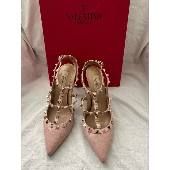 Valentino Rockstud Women's Rockstud Pumps Hells Pink Leather Size 39 - Picture 2 of 12
